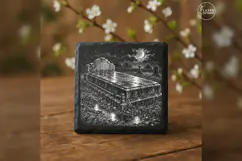 The Rain-Ledger Tomb Halloween Cemetery Engraving PNG Product Image 2