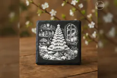 The Gingerbread Fir Centerpiece Christmas Engraving PNG Product Image 3