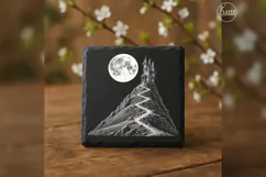 The Moonlit Ascent Haunted House Laser Engraving PNG Product Image 1