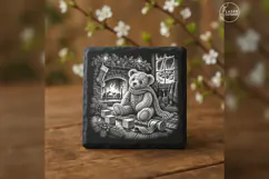 Teddy Bear by the Hearth Laser Engraving PNG Product Image 3