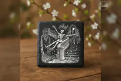 The Stair-Rail Shuffle Gothic Skeleton Laser Engraving PNG Product Image 3