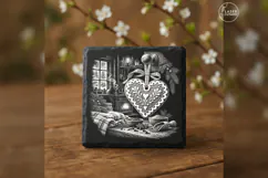 The Hearthside Gingerbread Heart Christmas Engraving PNG Product Image 3