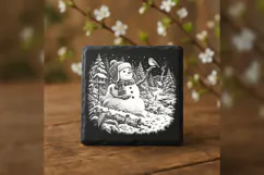 Robin on the Twig Hand Snowman Laser Engraving PNG Product Image 2