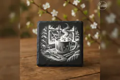 Midnight Cocoa Window Winter Christmas Laser Engraving PNG Product Image 2