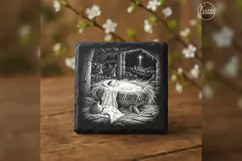 Child in Manger Holy Night Laser Engraving PNG Product Image 1
