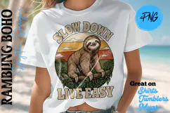 Slow Down Live Easy Vintage Sloth Sunset Product Image 2