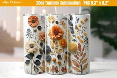 3D Flower 20 OZ Skinny Tumbler Sublimation | Herbarium PNG Product Image 1
