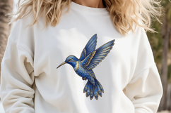 Blue hummingbird sublimation design |Tropical bird clipart Product Image 1