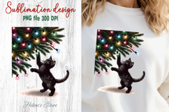 Christmas lights &amp; black cat clipart| Winter t shirt designs Product Image 2