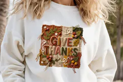 Thanksgiving Chenille Embroidered Patch Puffy Clipart PNG Product Image 3