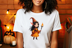 Cute watercolor Halloween elf girl sublimation design png Product Image 3