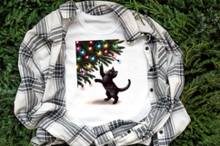 Christmas lights &amp; black cat clipart| Winter t shirt designs Product Image 3