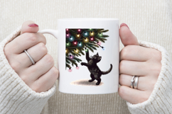 Christmas lights &amp; black cat clipart| Winter t shirt designs Product Image 1