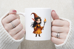 Cute watercolor Halloween elf girl sublimation design png Product Image 4