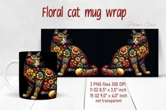 Flower cat Mug Sublimation png| Flowers cat |Art cat bouquet Product Image 1
