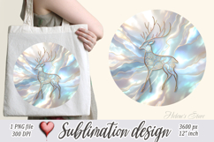 Christmas deer round design| Blue Iridescent T-shirt clipart Product Image 1