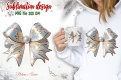 Cute Christmas coquette bows design|Blue bow T-shirt clipart Product Image 2