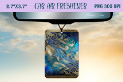 Blue &amp; gold iridescent ocean Air Freshener Car sublimating Product Image 1