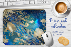 Iridescent blue ocean sublimation design mouse pad Product Image 1