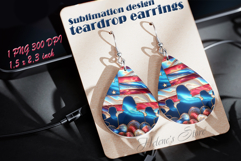 USA Patriotic teardrop earrings sublimation design png Product Image 1