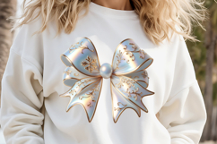 Cute Christmas coquette bows design|Blue bow T-shirt clipart Product Image 1