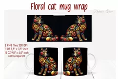 Flower cat Mug Sublimation png| Flowers cat |Art cat bouquet Product Image 2