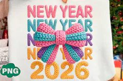 Happy New Year 2026 PNG, Crochet Yarn Product Image 1