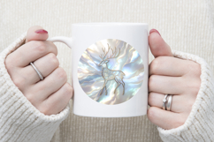 Christmas deer round design| Blue Iridescent T-shirt clipart Product Image 3