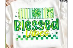 Preppy Blessed Vibes Shamrock Png Product Image 1