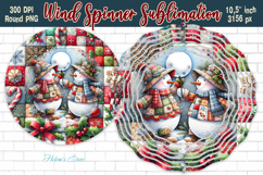 Patchwork Christmas Snowmen Wind Spinner sublimation design Product Image 1
