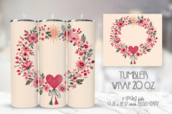 Pastel heart &amp; flowers straight skinny tumbler 20 oz wrap Product Image 1