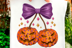 Spooky Cherry Pumpkin Bow PNG Product Image 1