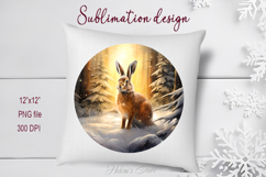 Cute Christmas bunny round cute sublimation design png Product Image 1