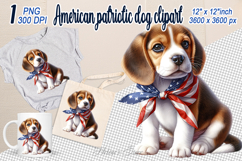 Cute puppy Dog with American flag clipart|USA Patriotic dogs Product Image 1