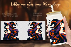 Halloween witch Libbey Can Glass Wrap 16oz sublimation png Product Image 1