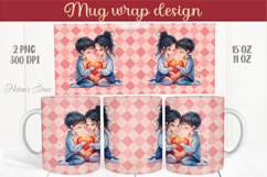 Cute kids couple &amp; heart Mug wrap sublimation| Boy and girl Product Image 1