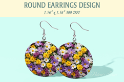 Spring Flowers earrings | Floral Round Earring sublimation Product Image 1