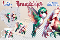 Funny Hummingbird clip art| Humming bird with flower design Product Image 1