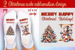 Patchwork Merry Christmas Socks | Sublimation Designs Socks Product Image 1