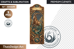 Capricorn Art Nouveau Zodiac Clipart Astrology Bookmark PNG Product Image 1