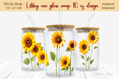 Bright Sunflowers Libbey Can Glass Wrap 16oz design png Product Image 2