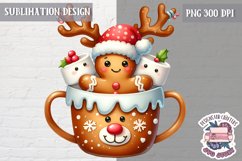 Gingerbread mans cute Christmas Sublimation PNG Coffee Cocoa Product Image 1