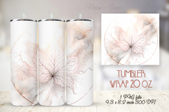 Pink watercolor leaves straight tumbler 20oz wrap designs Product Image 1