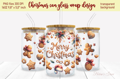 Marry Christmas gingerbread man can glass wrap 16oz png Product Image 1