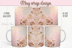 Happy Halloween day mug wrap design png | Pink gold pumpkin Product Image 1