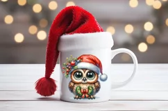 Christmas owl clipart sublimation PNG | Retro funny animal Product Image 1