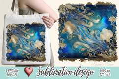 Blue ocean gold and pearl sublimation designs png | Sea life Product Image 1