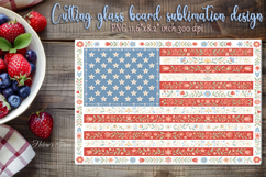Pastel USA flag folk floral tile glass cutting board design Product Image 1