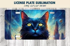 Car plate sublimation | Car plate PNG | Galaxy cat |Cosmic Product Image 1