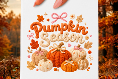 Faux Yarn Pumpkin Season Coquette Png Product Image 1